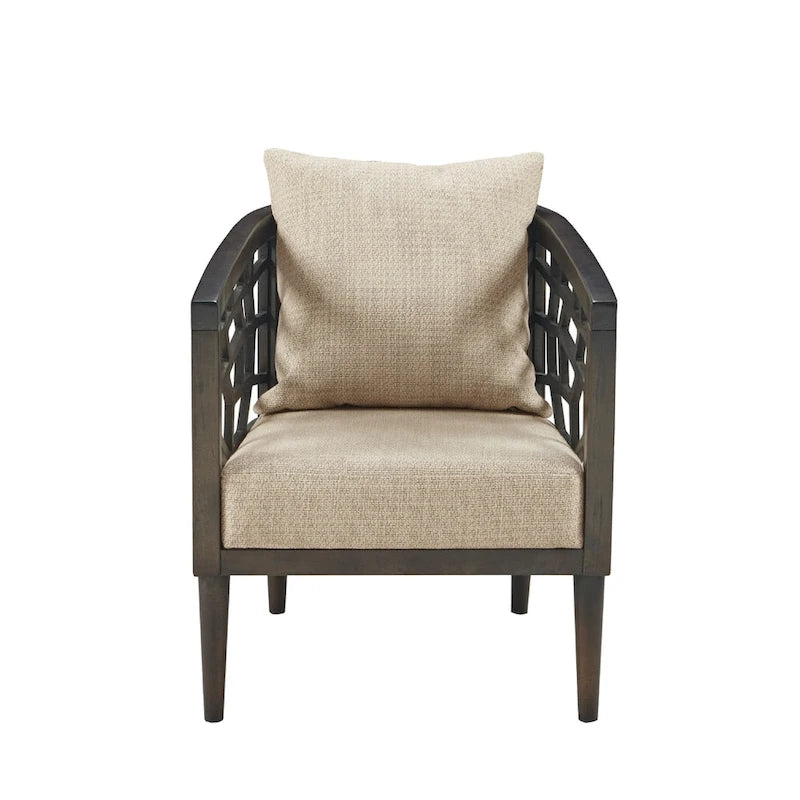 Crackle Textured Upholstered Accent Chair with Wood Legs