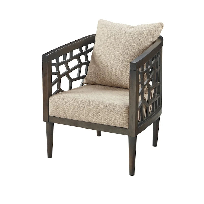 Crackle Textured Upholstered Accent Chair with Wood Legs