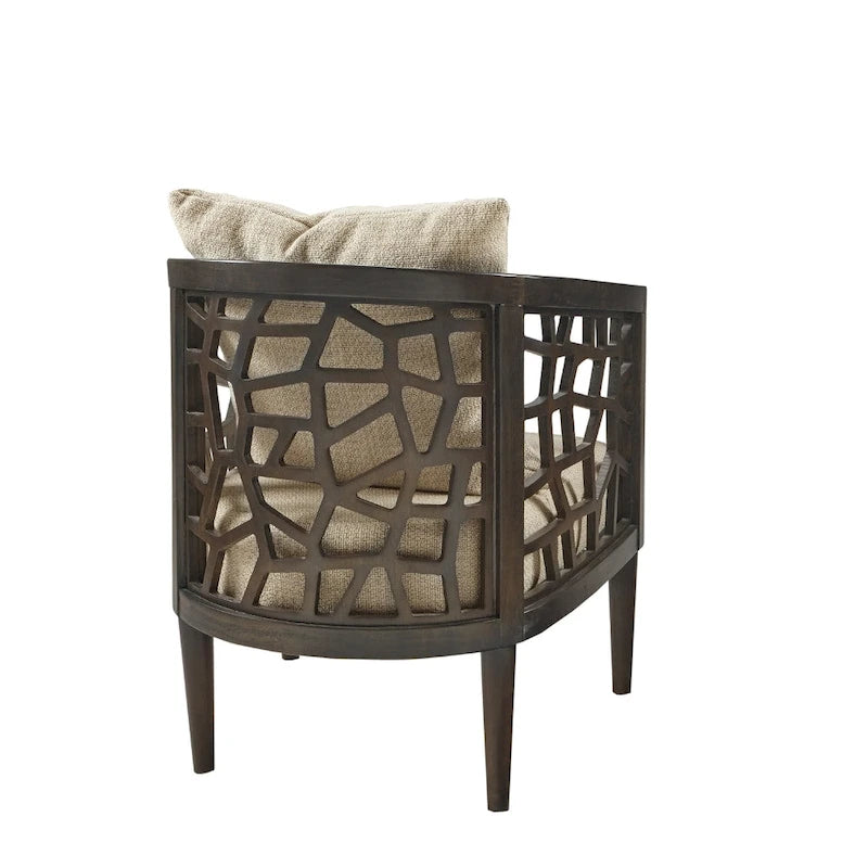 Crackle Textured Upholstered Accent Chair with Wood Legs