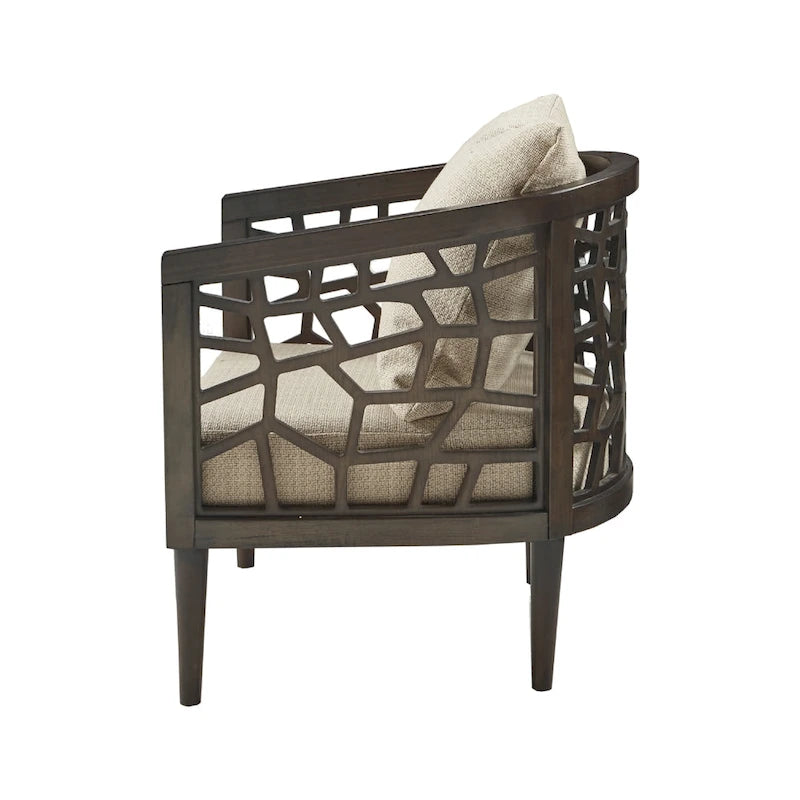 Crackle Textured Upholstered Accent Chair with Wood Legs
