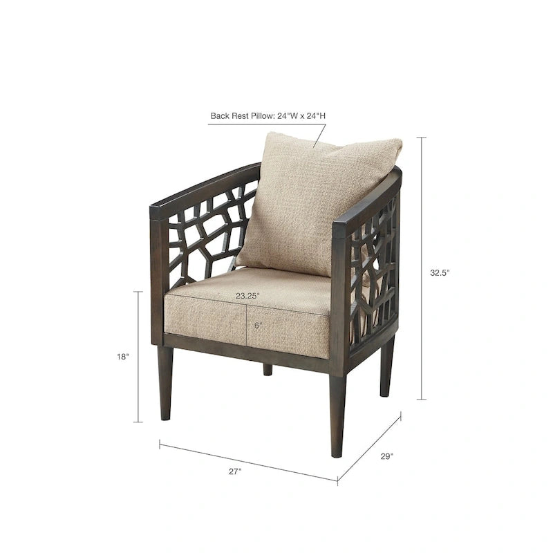 Crackle Textured Upholstered Accent Chair with Wood Legs