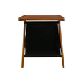 Z-Shaped Sofa Side Table with Storage Shelf, Natural Wood Finish