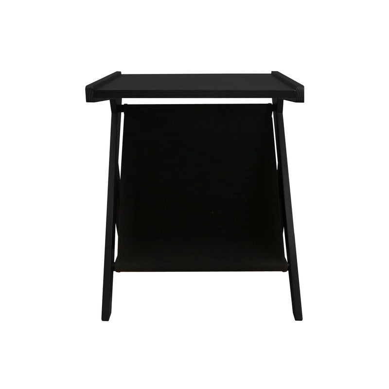 Z-Shaped Sofa Side Table with Storage Shelf, Natural Wood Finish