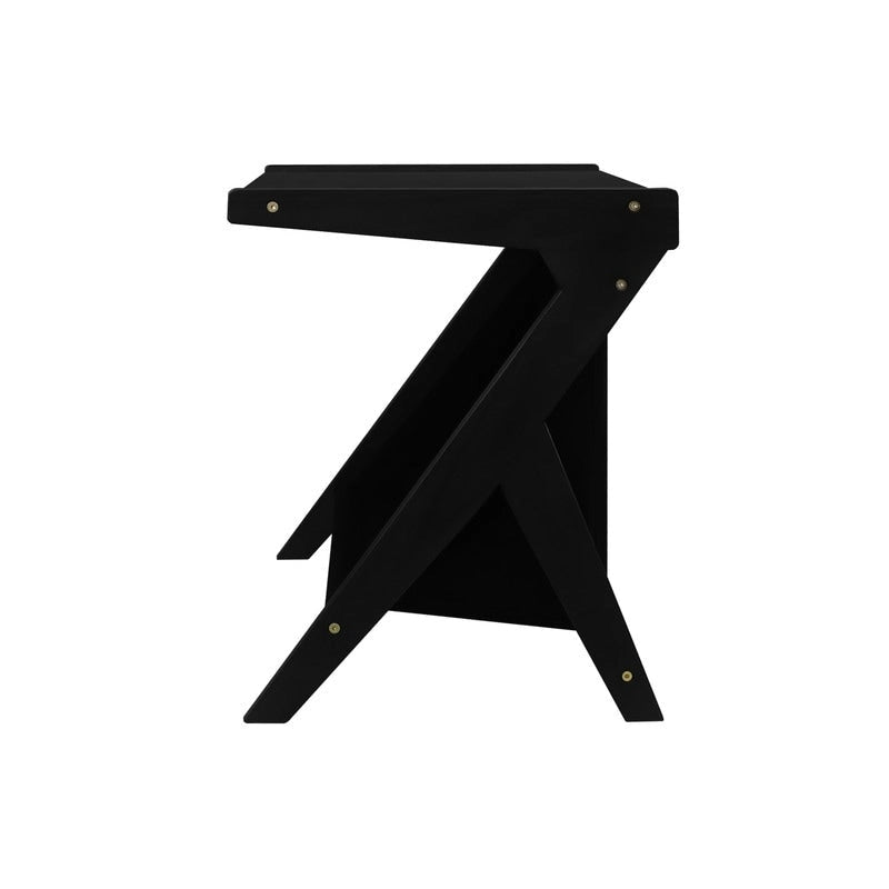 Z-Shaped Sofa Side Table with Storage Shelf, Natural Wood Finish