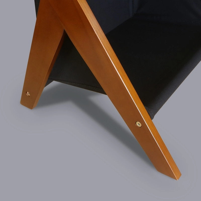 Z-Shaped Sofa Side Table with Storage Shelf, Natural Wood Finish