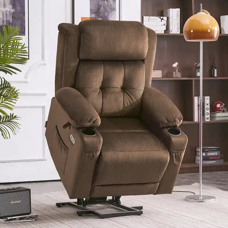 Lay Flat Lift Recliner with Power Headrest for Small Elderly People, Infinite Position Lift Chair, Fabric 7660