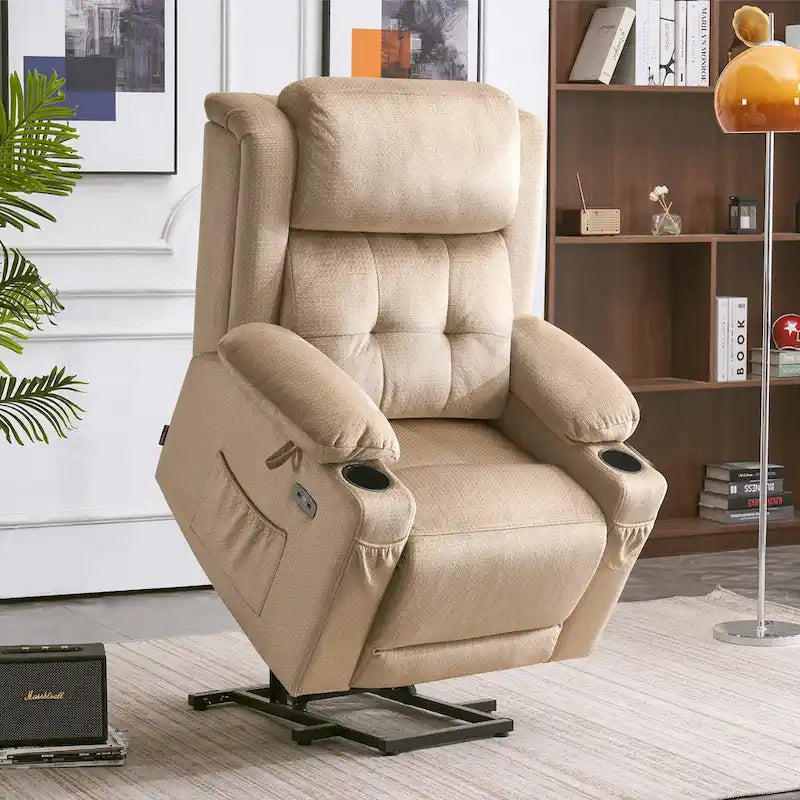 Lay Flat Lift Recliner with Power Headrest for Small Elderly People, Infinite Position Lift Chair, Fabric 7660