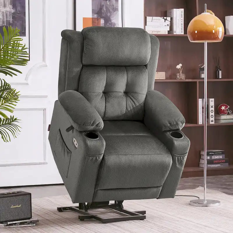 Lay Flat Lift Recliner with Power Headrest for Small Elderly People, Infinite Position Lift Chair, Fabric 7660