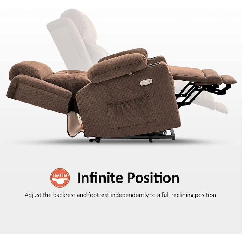 Lay Flat Lift Recliner with Power Headrest for Small Elderly People, Infinite Position Lift Chair, Fabric 7660