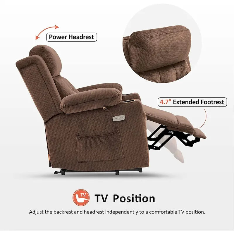 Lay Flat Lift Recliner with Power Headrest for Small Elderly People, Infinite Position Lift Chair, Fabric 7660