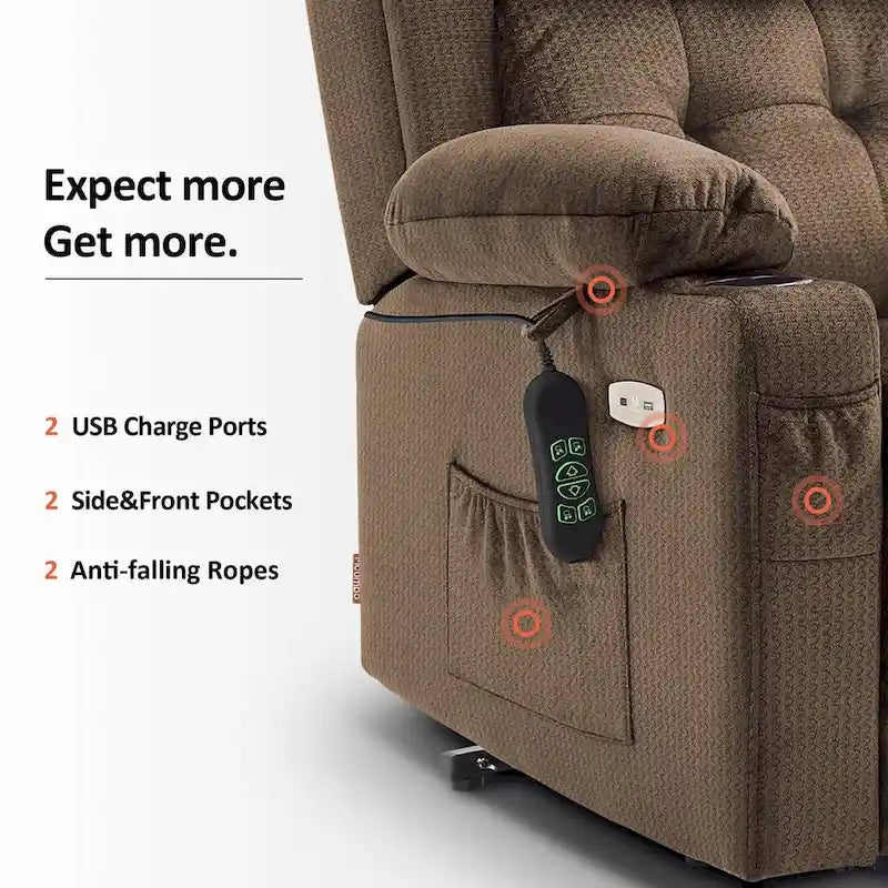 Lay Flat Lift Recliner with Power Headrest for Small Elderly People, Infinite Position Lift Chair, Fabric 7660