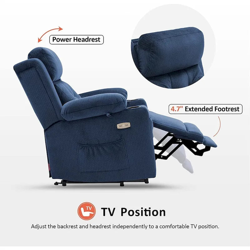 Lay Flat Lift Recliner with Power Headrest for Small Elderly People, Infinite Position Lift Chair, Fabric 7660