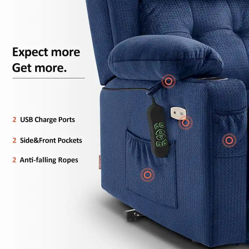 Lay Flat Lift Recliner with Power Headrest for Small Elderly People, Infinite Position Lift Chair, Fabric 7660
