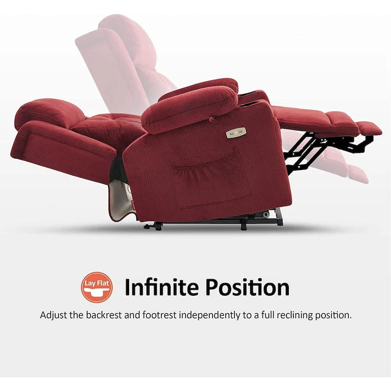 Lay Flat Lift Recliner with Power Headrest for Small Elderly People, Infinite Position Lift Chair, Fabric 7660