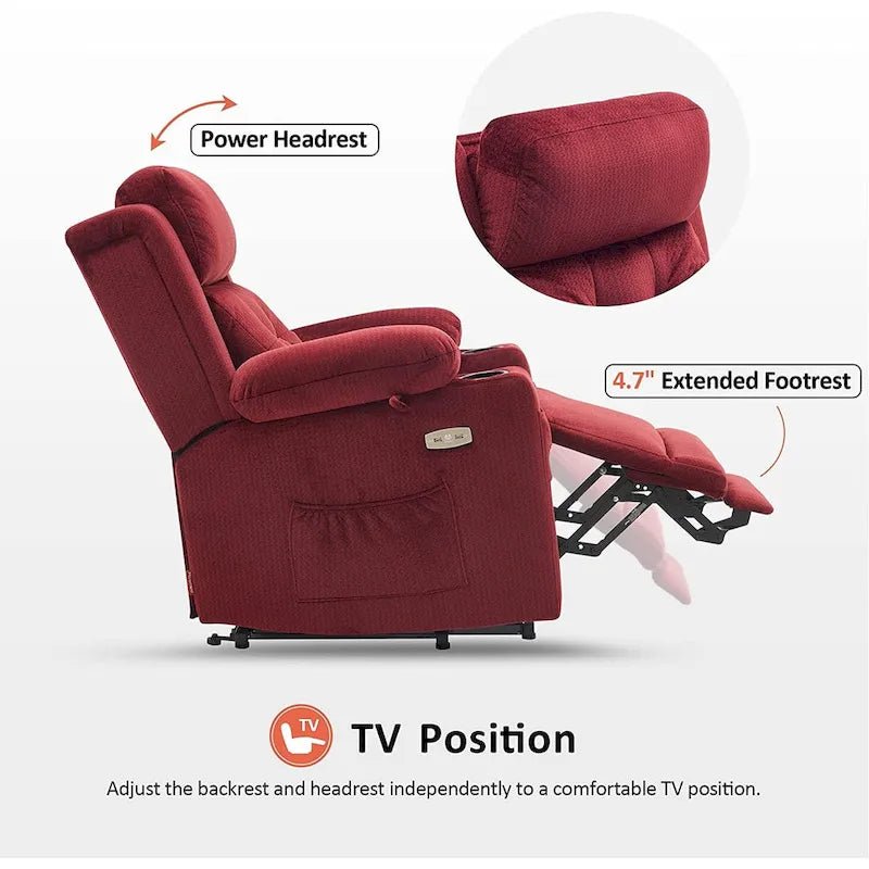 Lay Flat Lift Recliner with Power Headrest for Small Elderly People, Infinite Position Lift Chair, Fabric 7660