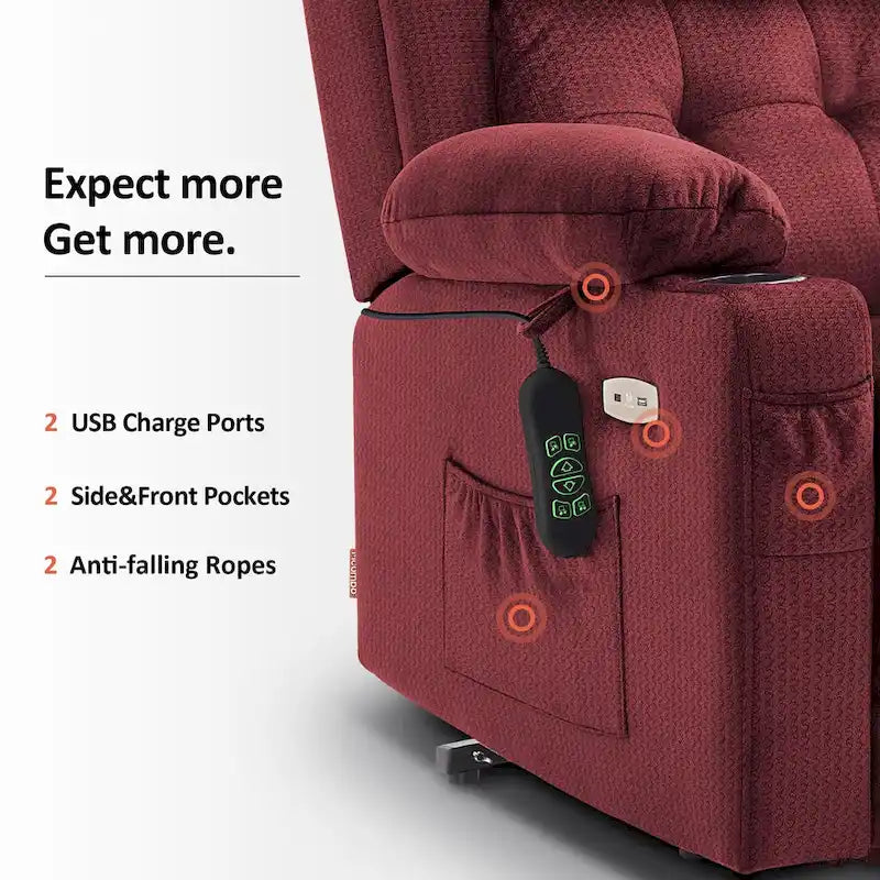 Lay Flat Lift Recliner with Power Headrest for Small Elderly People, Infinite Position Lift Chair, Fabric 7660