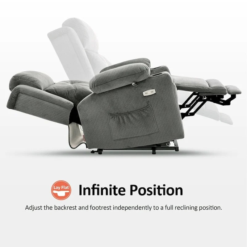 Lay Flat Lift Recliner with Power Headrest for Small Elderly People, Infinite Position Lift Chair, Fabric 7660