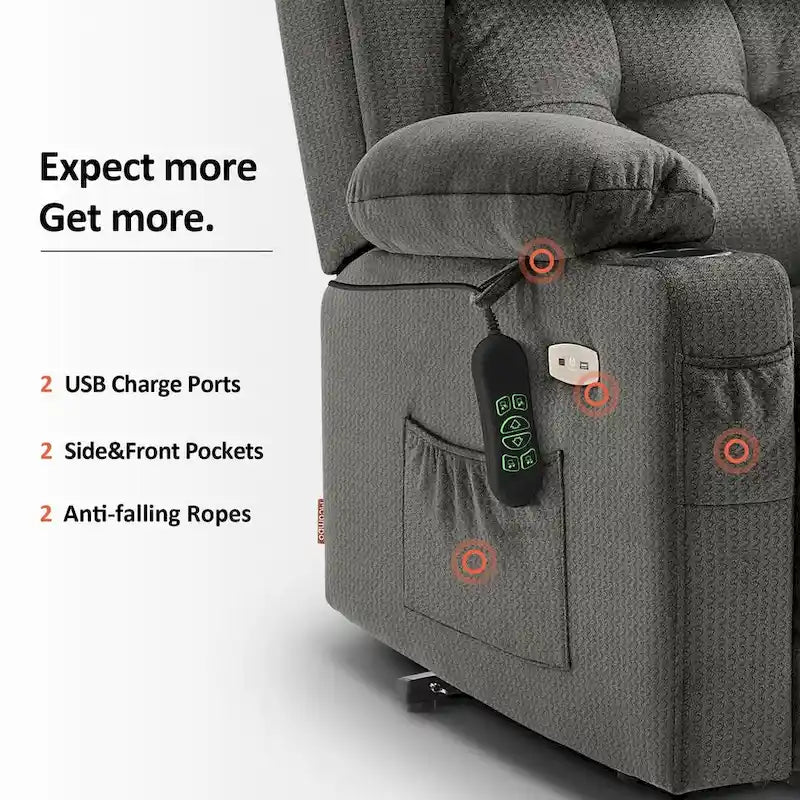 Lay Flat Lift Recliner with Power Headrest for Small Elderly People, Infinite Position Lift Chair, Fabric 7660