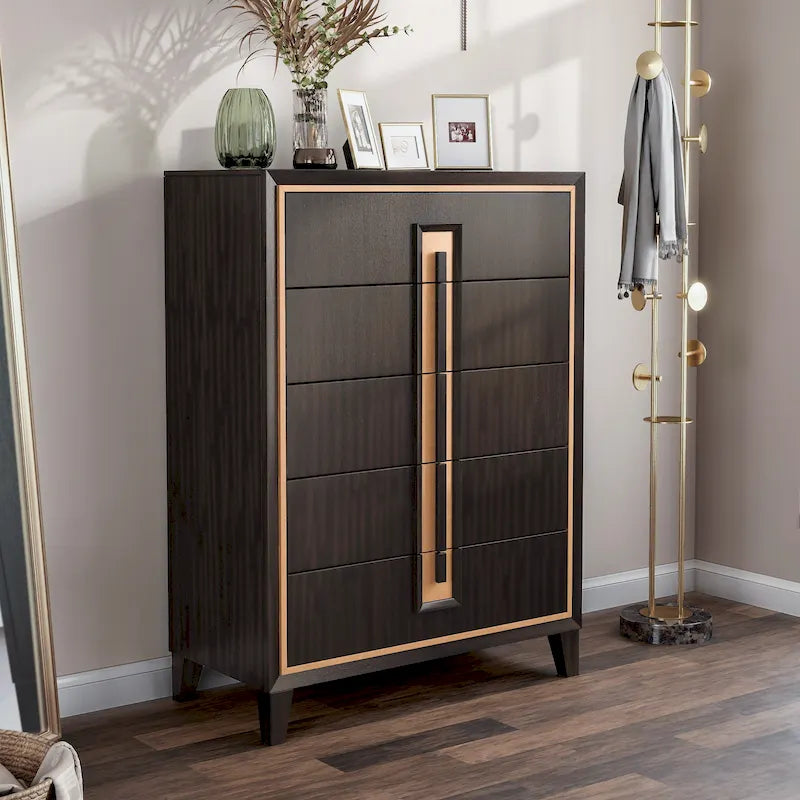 Furniture of America  Modern 5-Drawer Espresso Solid Wood Chest