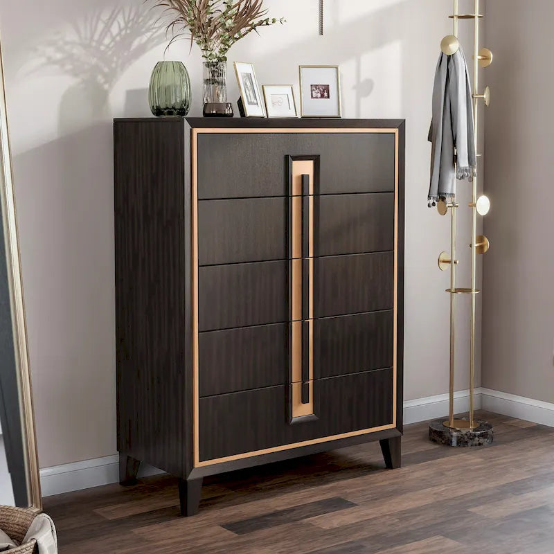 Furniture of America  Modern 5-Drawer Espresso Solid Wood Chest