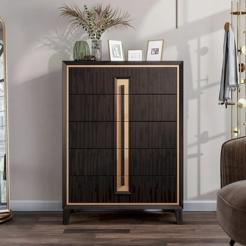 Furniture of America  Modern 5-Drawer Espresso Solid Wood Chest