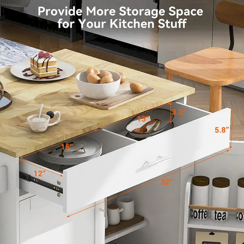 A Mobile Kitchen Island Storage , Adjustable Shelves, Wheels