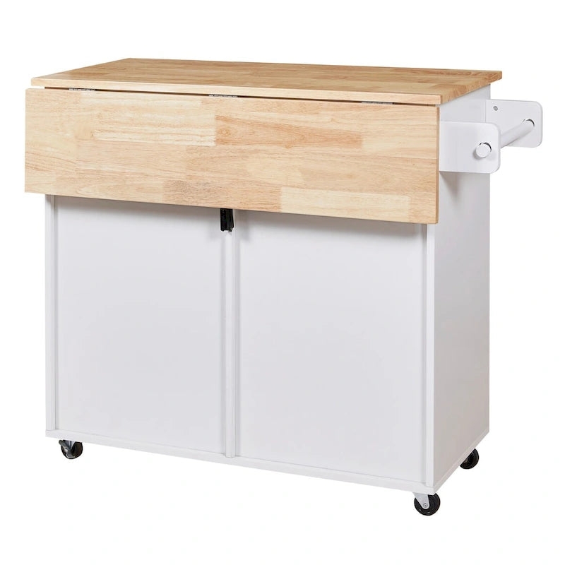 A Mobile Kitchen Island Storage , Adjustable Shelves, Wheels