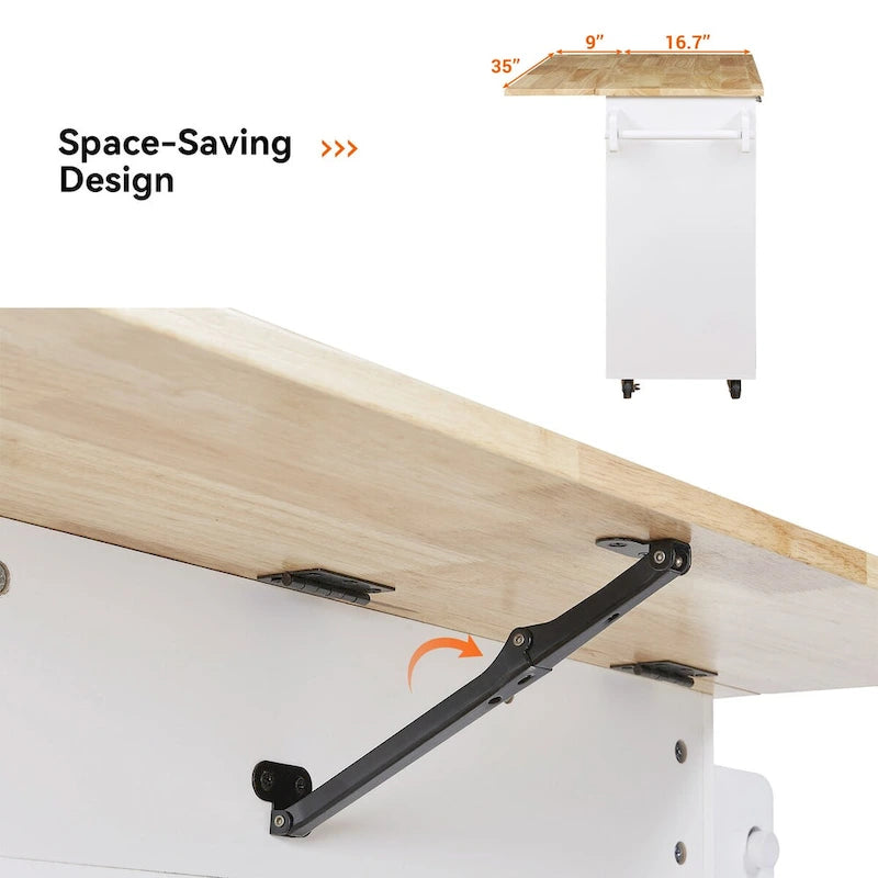 A Mobile Kitchen Island Storage , Adjustable Shelves, Wheels