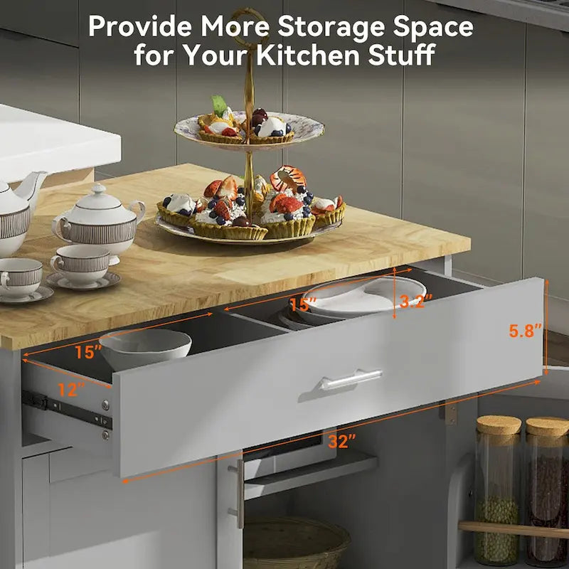 A Mobile Kitchen Island Storage , Adjustable Shelves, Wheels