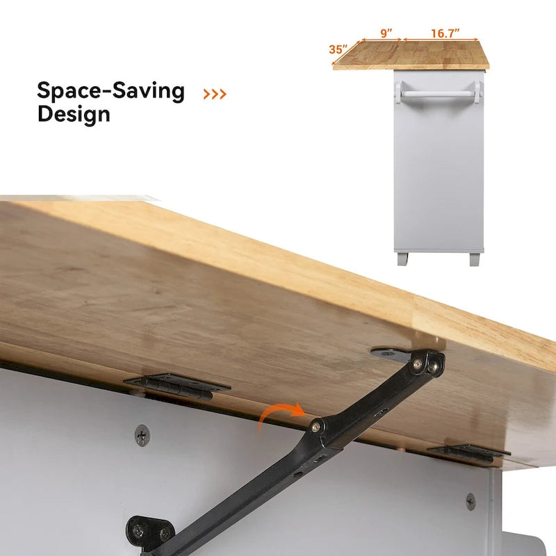 A Mobile Kitchen Island Storage , Adjustable Shelves, Wheels
