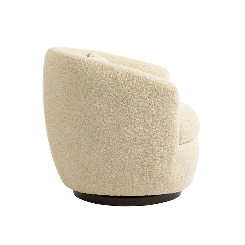 Upholstered Swivel Barrel Armchair with Storage Modern Living Room Side Chair for Bedroom/Office/Reading Spaces