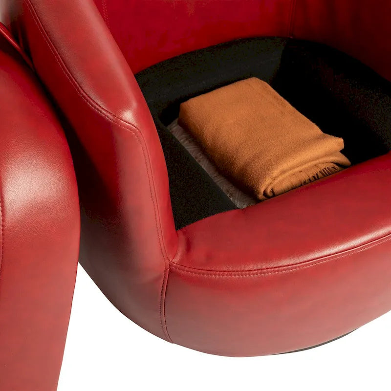 Upholstered Swivel Barrel Armchair with Storage Modern Living Room Side Chair for Bedroom/Office/Reading Spaces