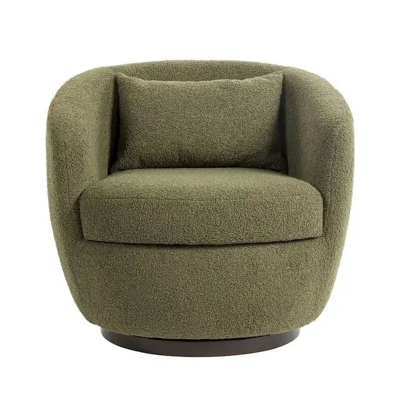 Upholstered Swivel Barrel Armchair with Storage Modern Living Room Side Chair for Bedroom/Office/Reading Spaces
