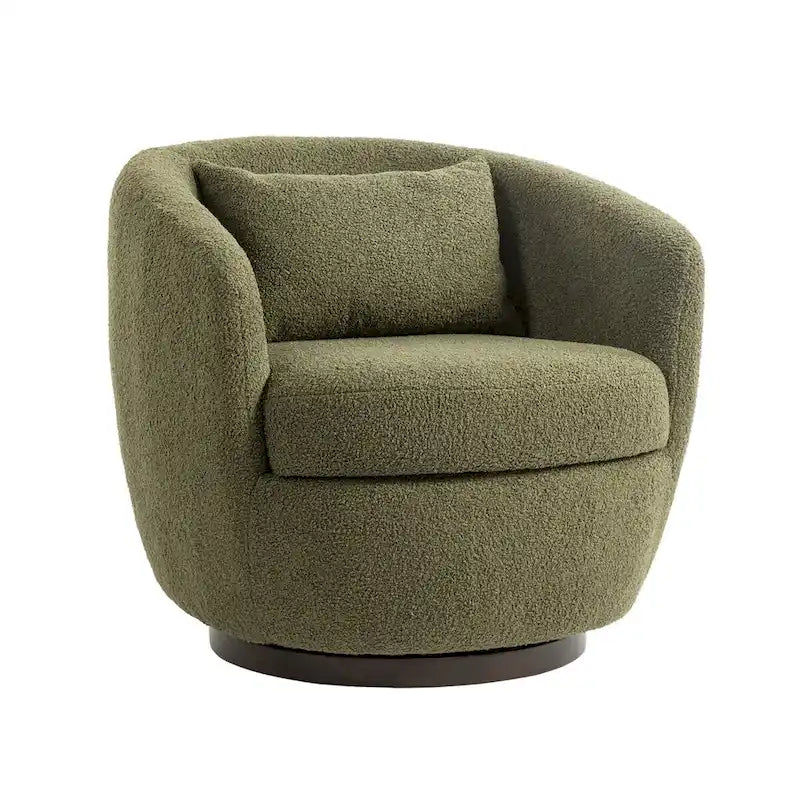 Upholstered Swivel Barrel Armchair with Storage Modern Living Room Side Chair for Bedroom/Office/Reading Spaces