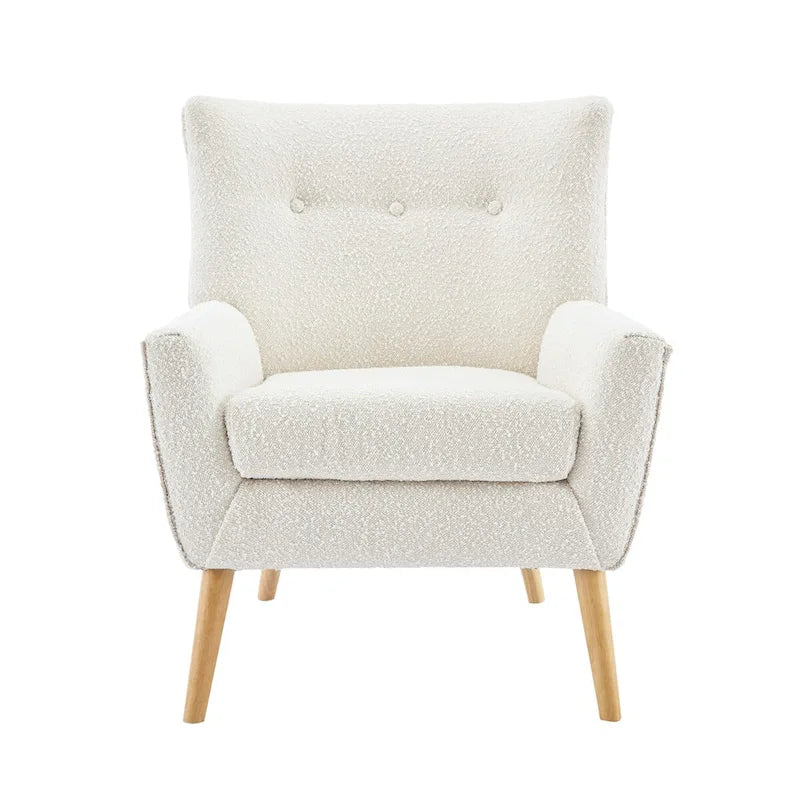 Modern Plush Fabric Accent Chair with Wood Legs