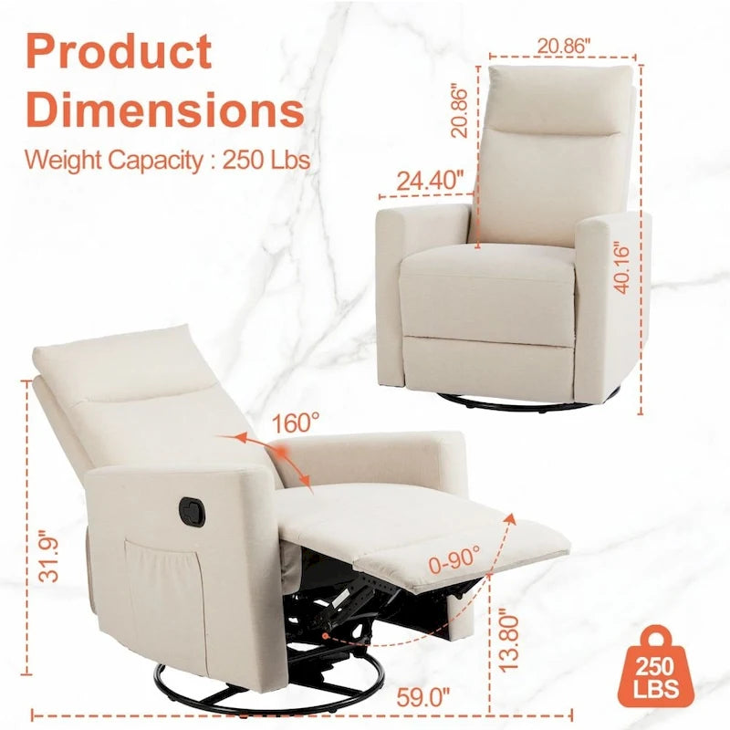 Manual Recliner Chair Fabric Single Sofa