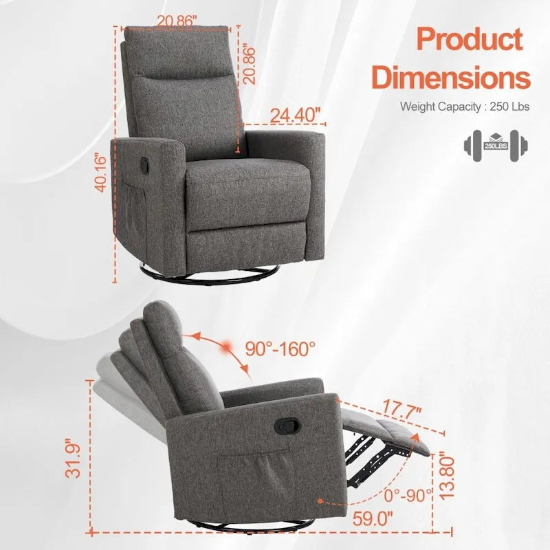 Manual Recliner Chair Fabric Single Sofa
