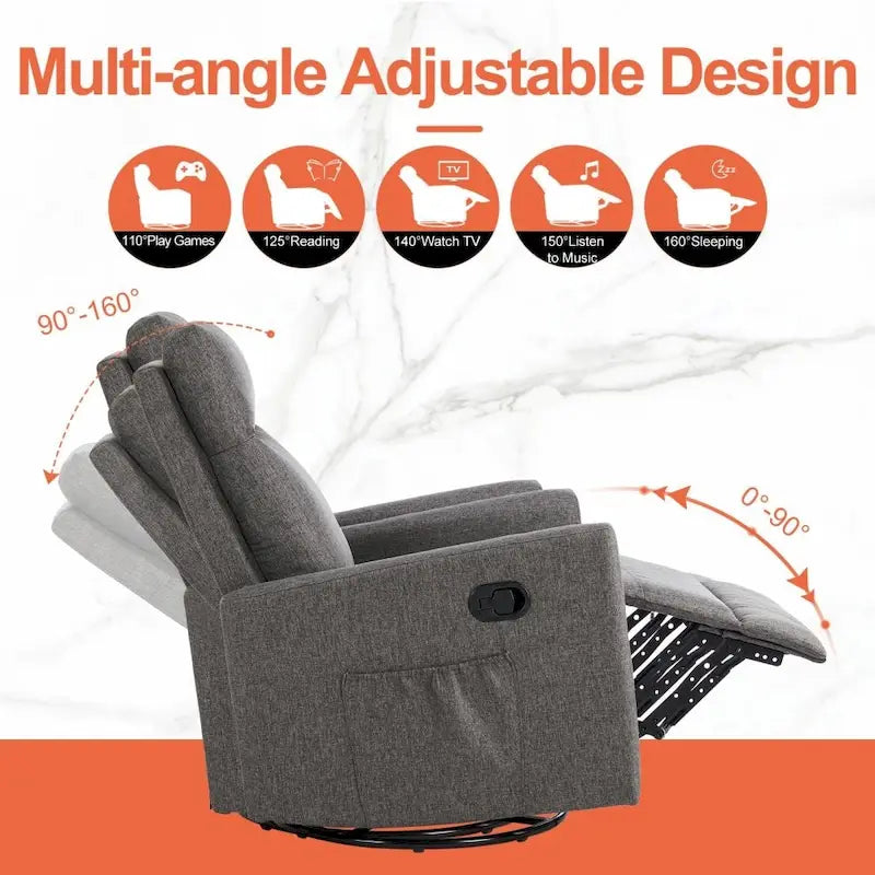 Manual Recliner Chair Fabric Single Sofa