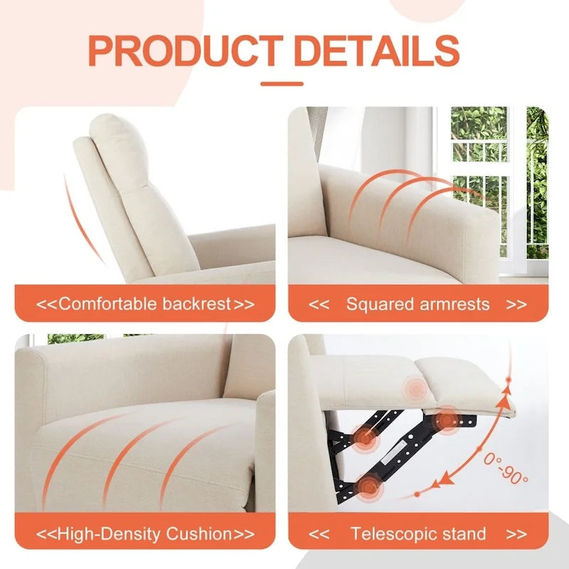 Manual Recliner Chair Fabric Single Sofa