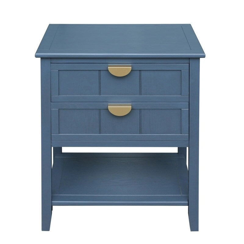 American Style Side Table End Table with 2 Drawer