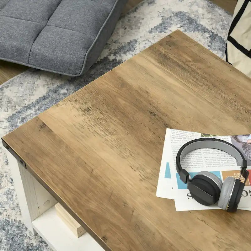 Farmhouse Coffee Table with Storage and Drawer