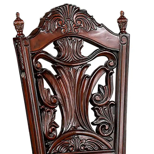22-inch Carved Wood Dining Chairs with Upholstered Seat, 2-Pack