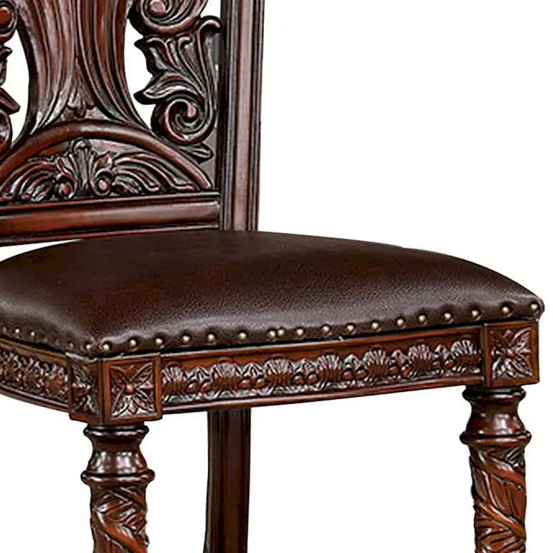 22-inch Carved Wood Dining Chairs with Upholstered Seat, 2-Pack