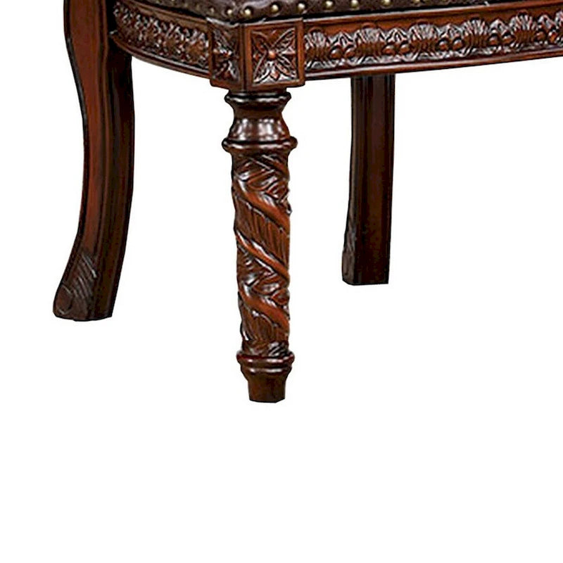 22-inch Carved Wood Dining Chairs with Upholstered Seat, 2-Pack