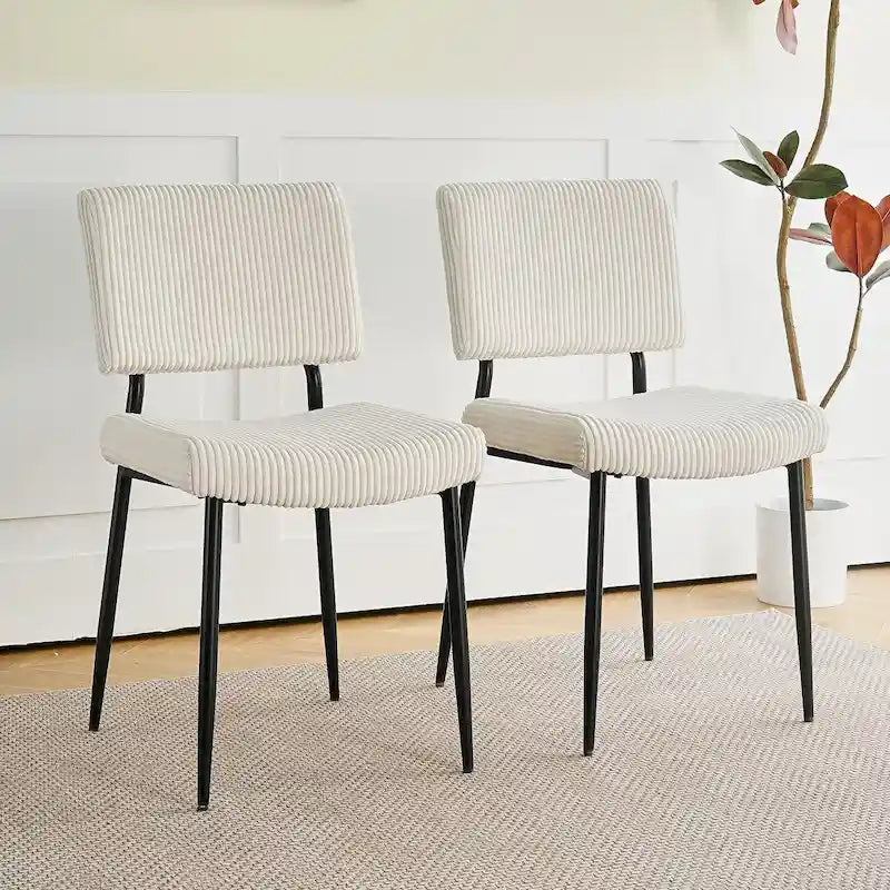 Modern Velvet Dining Chairs with Black Metal Legs, 2-Pack