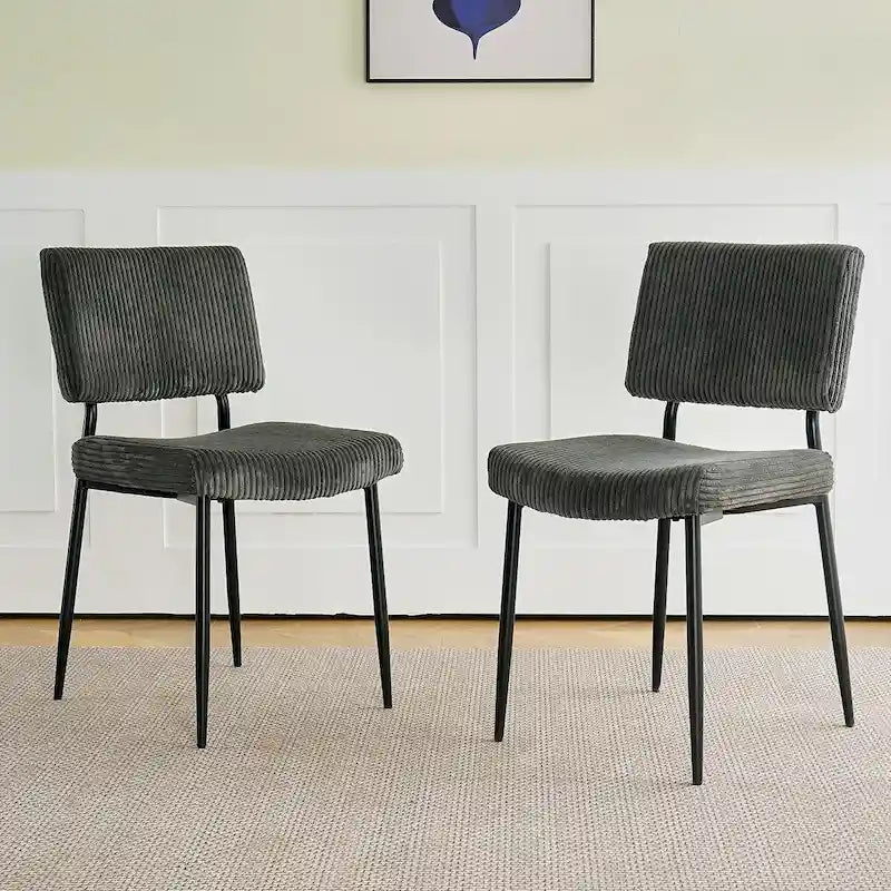 Modern Velvet Dining Chairs with Black Metal Legs, 2-Pack