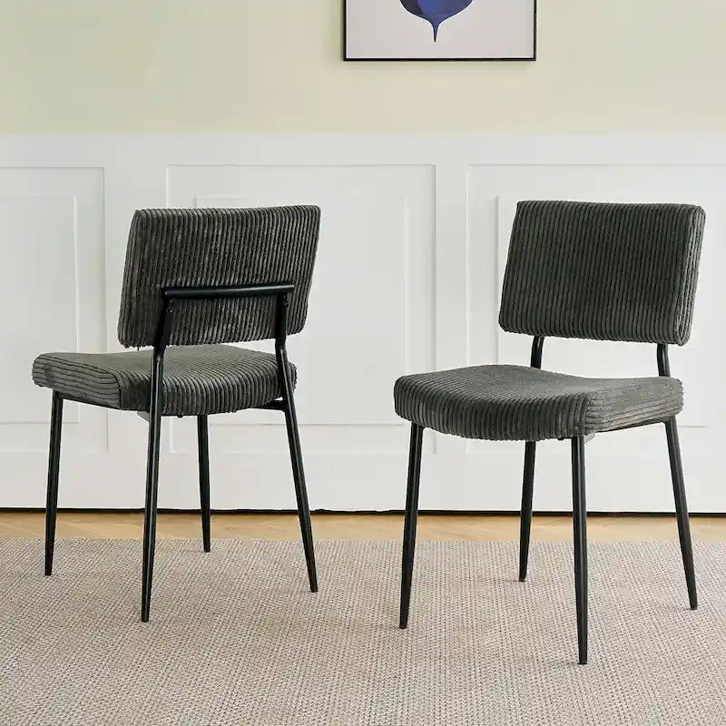 Modern Velvet Dining Chairs with Black Metal Legs, 2-Pack
