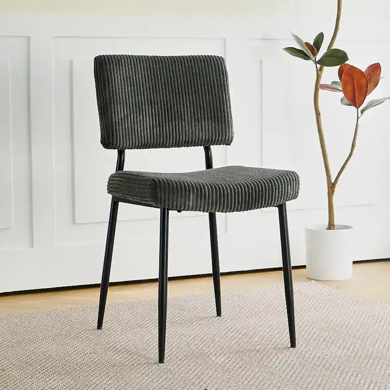 Modern Velvet Dining Chairs with Black Metal Legs, 2-Pack