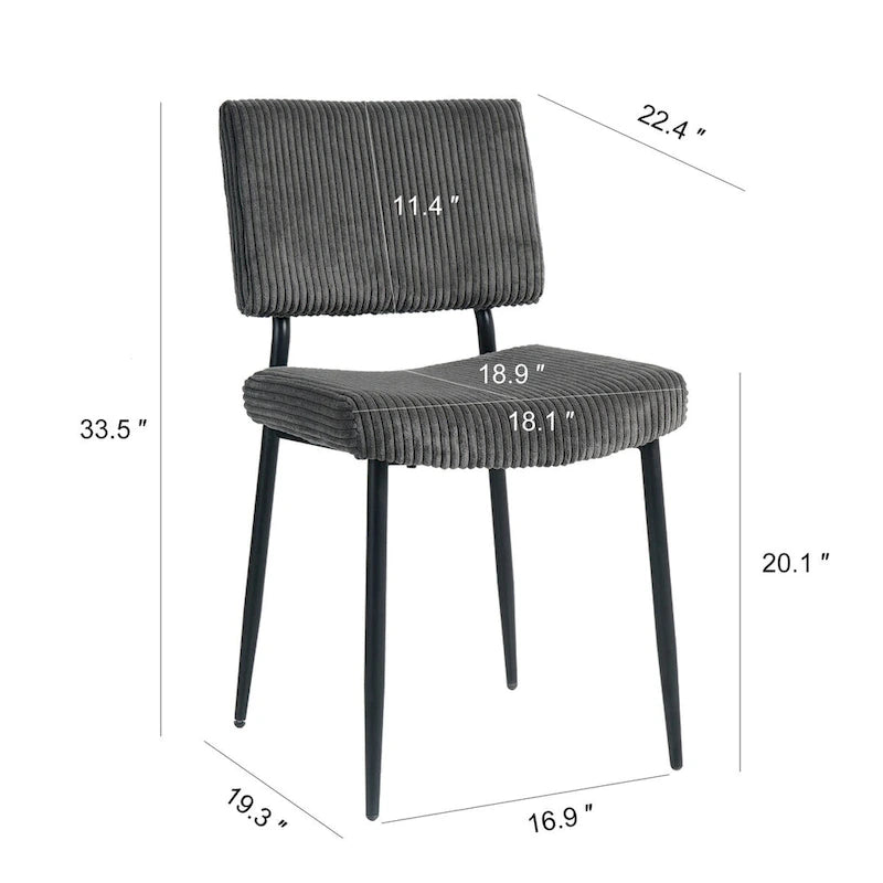 Modern Velvet Dining Chairs with Black Metal Legs, 2-Pack