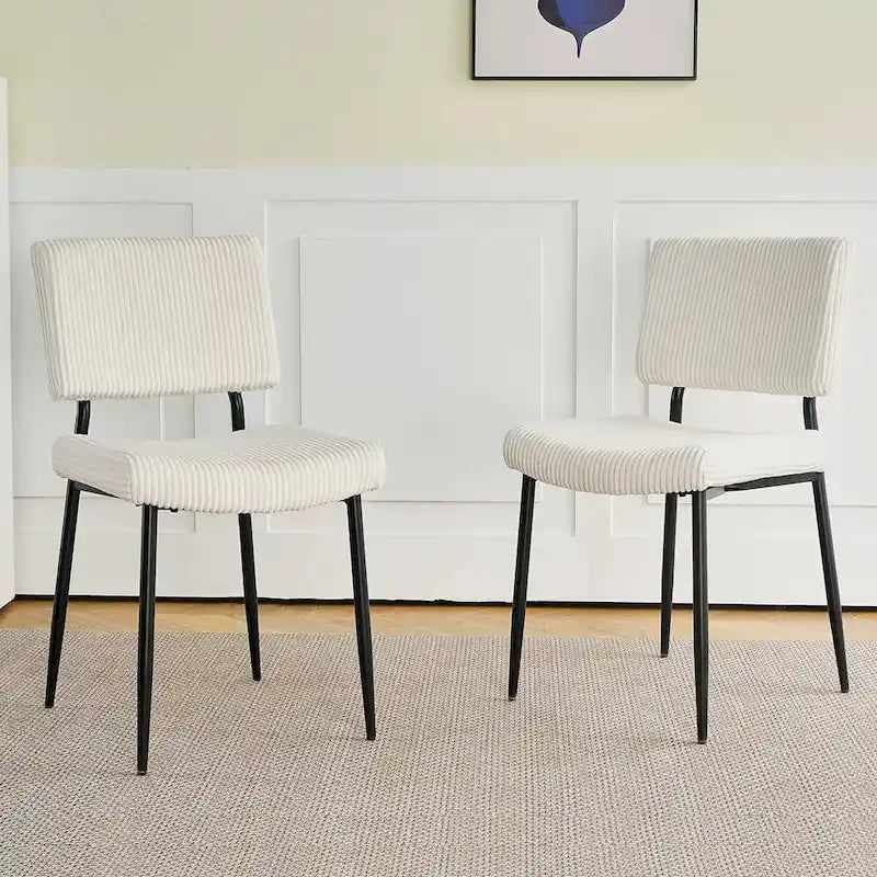 Modern Velvet Dining Chairs with Black Metal Legs, 2-Pack